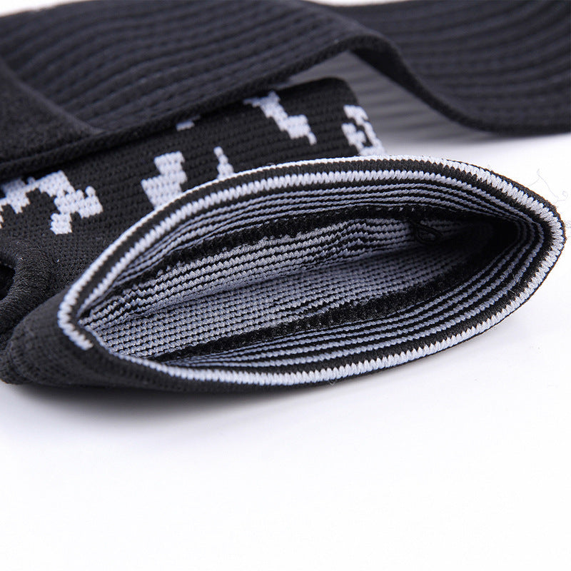HKM-607635 Black Knitted Compression Palm for Sports and Activities, Made of 70% Nylon and 30% Spandex, One Size Fits Most