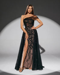 HKM-856915 Elegant Black Evening Gown with Sophisticated Design for Women