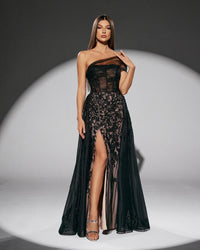 HKM-856915 Elegant Black Evening Gown with Sophisticated Design for Women