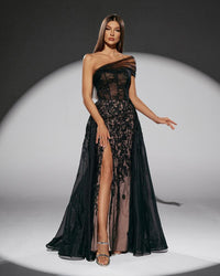 HKM-856915 Elegant Black Evening Gown with Sophisticated Design for Women