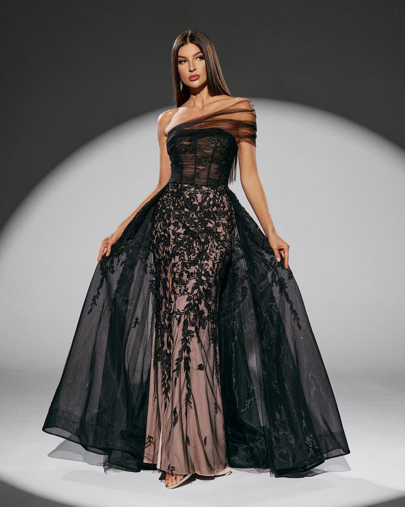 HKM-856915 Elegant Black Evening Gown with Sophisticated Design for Women