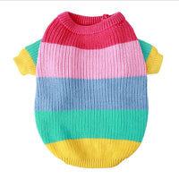 HKM-068371 Rainbow Knit Dog Sweater - Soft Wool Material for Various Sizes (S-2XL)