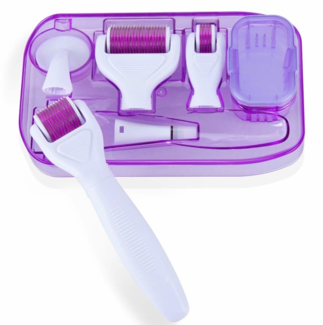 HKM-558419 6-in-1 Derma Roller Microneedling Set for Facial Skin Care with Multiple Needle Sizes and Accessories