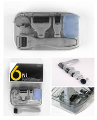 HKM-558419 6-in-1 Derma Roller Microneedling Set for Facial Skin Care with Multiple Needle Sizes and Accessories