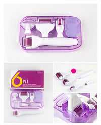 HKM-558419 6-in-1 Derma Roller Microneedling Set for Facial Skin Care with Multiple Needle Sizes and Accessories