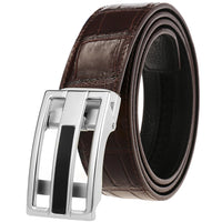 HKM-702291 Men's Genuine Leather Belt with Durable Stainless Steel Buckle, Model LY36-61430-8