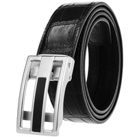 HKM-702291 Men's Genuine Leather Belt with Durable Stainless Steel Buckle, Model LY36-61430-8