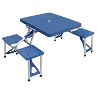 HKM-501715 Blue Plastic Camping Table and Chair Set - 135.5x83x65.5cm, 50kg Capacity