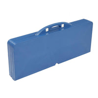 HKM-501715 Blue Plastic Camping Table and Chair Set - 135.5x83x65.5cm, 50kg Capacity