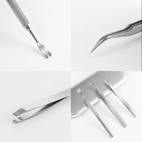 HKM-250899 Stainless Steel Tick and Flea Removal Tool Set for Dogs and Cats - 3-Piece Clip and Tweezer Kit