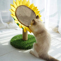 HKM-810451 Sunflower Cat Scratching Post with Sisal-Covered Pole and Grass Base for Indoor Cats