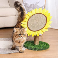 HKM-810451 Sunflower Cat Scratching Post with Sisal-Covered Pole and Grass Base for Indoor Cats