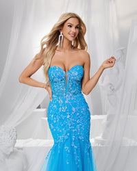 HKM-583571 Elegant Blue Evening Gown with Exquisite Detailing for Women