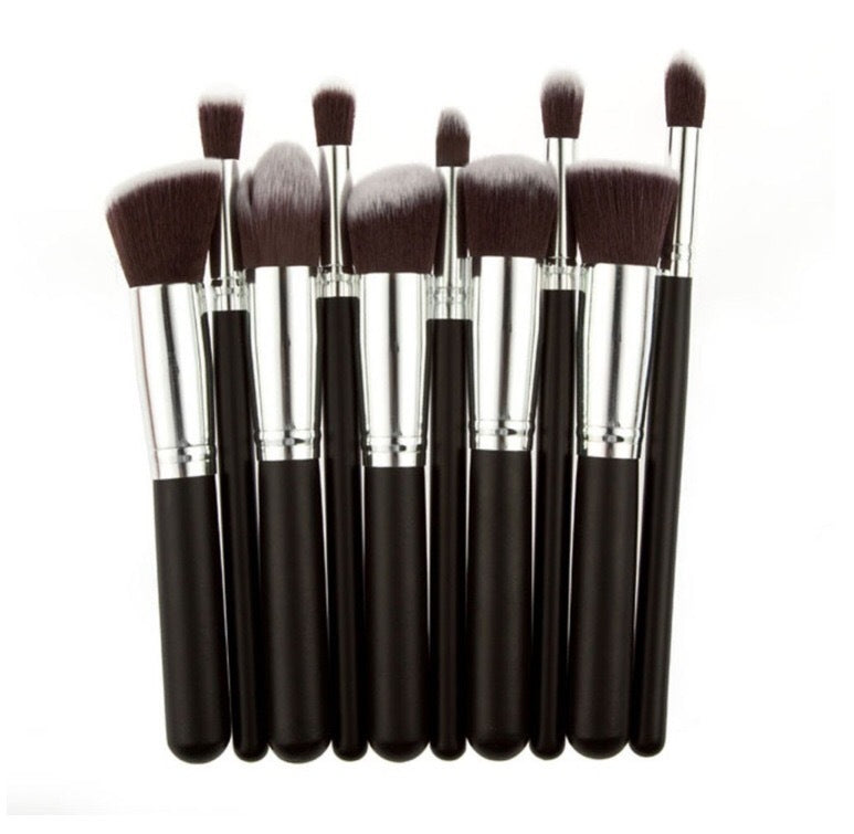 HKM-873555 Portable 10-Piece Makeup Brush Set for Beauty Enthusiasts