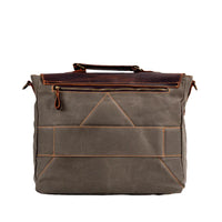 HKM-857939 Large Capacity Retro Canvas Crossbody Shoulder Bag with Crazy Horse Skin for 15.6-inch Laptop