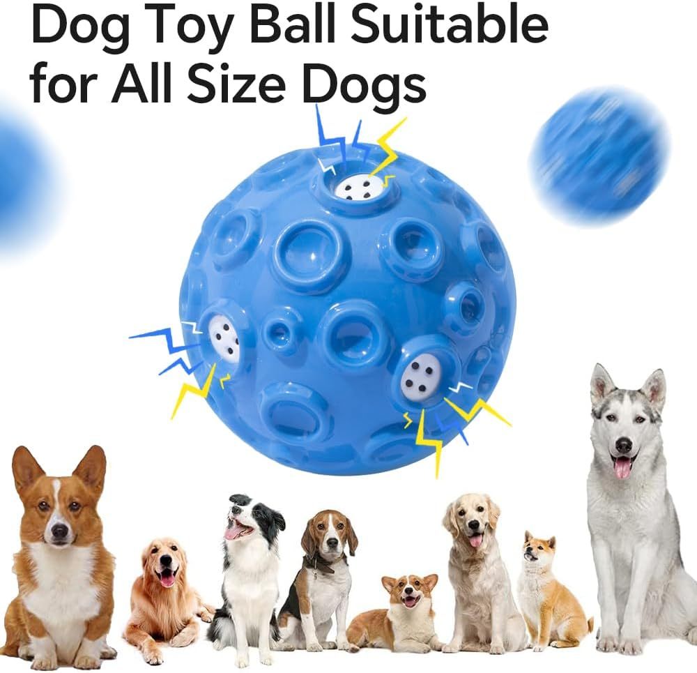 HKM-349395 Durable Squeaky Dog Toy Ball for Aggressive Chewers - Interactive Rubber Chew Toy with Teeth Cleaning Design for Small to Large Dogs