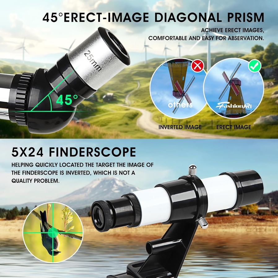 HKM-040659 Multi-Coated Refracting Telescope with Wireless Remote for Children and Beginners