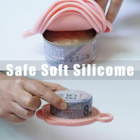 HKM-331987 Pink Cat Food Can Lid and Spoon Set for Convenient Wet Food Storage