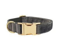 HKM-941715 Velvet Dog Collar with Adjustable Traction Rope and Bow Tie