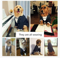 HKM-016979 Striped Bow Tie Dog Suit - Stylish Dog Outfit for Special Occasions