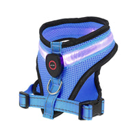 HKM-006419 Rechargeable Mesh LED Lighted Dog Harness with USB Charging and Multiple Flashing Modes