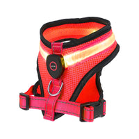 HKM-006419 Rechargeable Mesh LED Lighted Dog Harness with USB Charging and Multiple Flashing Modes