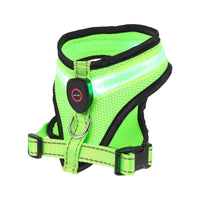 HKM-006419 Rechargeable Mesh LED Lighted Dog Harness with USB Charging and Multiple Flashing Modes