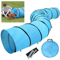 HKM-166291 Collapsible Nylon Cat Play Tunnel with Two Openings - 25 cm Diameter, 120 cm Length