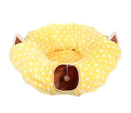 HKM-166291 Collapsible Nylon Cat Play Tunnel with Two Openings - 25 cm Diameter, 120 cm Length