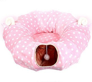 HKM-166291 Collapsible Nylon Cat Play Tunnel with Two Openings - 25 cm Diameter, 120 cm Length
