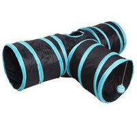 HKM-166291 Collapsible Nylon Cat Play Tunnel with Two Openings - 25 cm Diameter, 120 cm Length