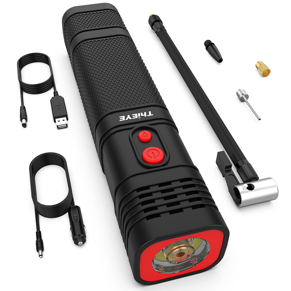 KTX-592595 Portable Mini Car Air Pump with Light - 12V, 0.62kg, Metal Construction, 1m Power Cord