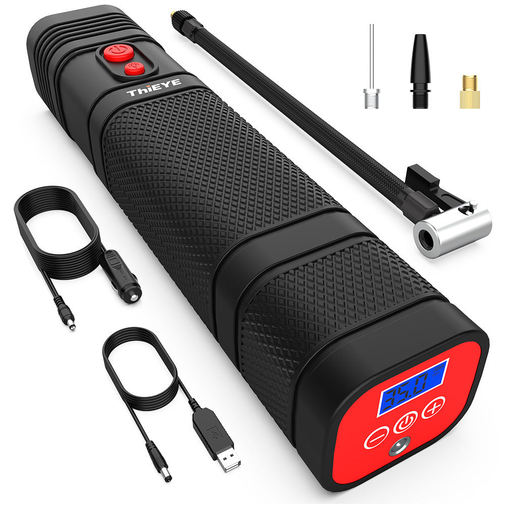 KTX-592595 Portable Mini Car Air Pump with Light - 12V, 0.62kg, Metal Construction, 1m Power Cord