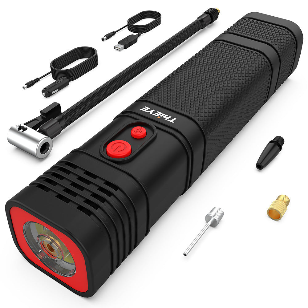 KTX-592595 Portable Mini Car Air Pump with Light - 12V, 0.62kg, Metal Construction, 1m Power Cord