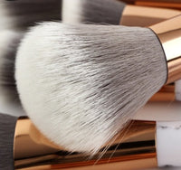 HKM-245203 15-Piece White Marble Makeup Brush Set for Foundation, Eyeshadow, and Blending