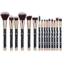 HKM-245203 15-Piece White Marble Makeup Brush Set for Foundation, Eyeshadow, and Blending
