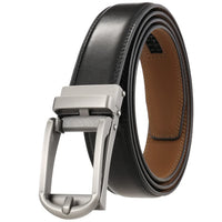 HKM-380371 Men's Automatic 3.0cm Cowhide Leather Belt with Customised Design