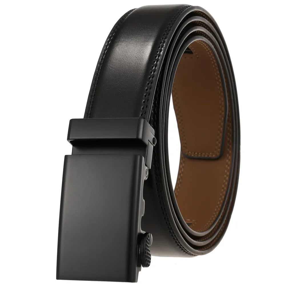 HKM-380371 Men's Automatic 3.0cm Cowhide Leather Belt with Customised Design