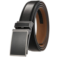 HKM-380371 Men's Automatic 3.0cm Cowhide Leather Belt with Customised Design