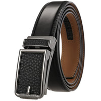 HKM-380371 Men's Automatic 3.0cm Cowhide Leather Belt with Customised Design
