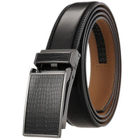 HKM-380371 Men's Automatic 3.0cm Cowhide Leather Belt with Customised Design
