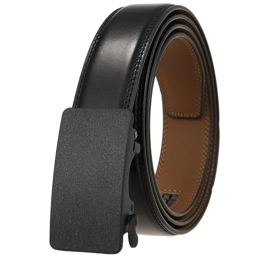 HKM-380371 Men's Automatic 3.0cm Cowhide Leather Belt with Customised Design