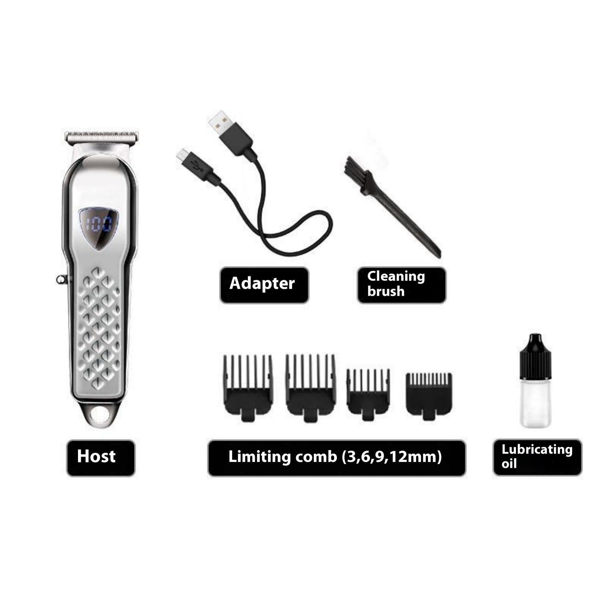 HKM-989651 Professional Gradient Hair Clipper with Stainless Steel Blades and Rechargeable Power Supply