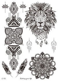 HKM-842195 Water Transfer Geometry Henna Tattoo Sticker - Assorted Patterns LC-101 to LC-109, 210 x 150mm