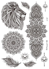 HKM-842195 Water Transfer Geometry Henna Tattoo Sticker - Assorted Patterns LC-101 to LC-109, 210 x 150mm