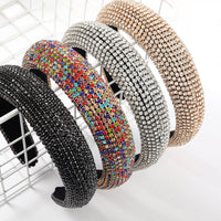 HKM-716819 Diamond Rhinestone Wide Brim Headband for Women - Sponge Geometry Hair Accessory