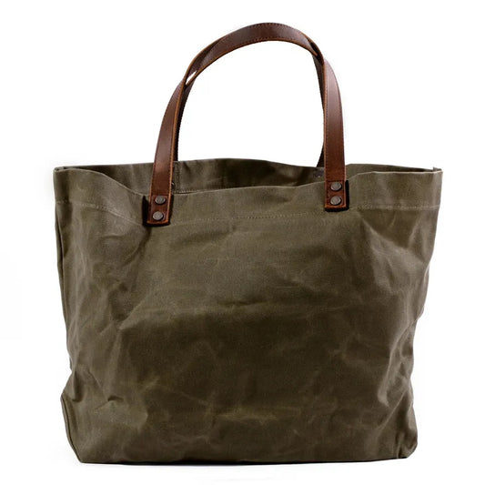 KTX-529747 Waterproof Wax Canvas Minimalist Tote Bag with Large Capacity for Men and Women