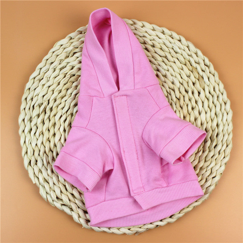 HKM-842451 Pink Hooded T-Shirt for Cats and Dogs, Cotton Material, Sizes XS to XL