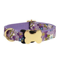 HKM-013843 Nylon Printed Grid Design Dog Collar with Bone Buckle