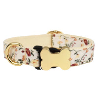 HKM-013843 Nylon Printed Grid Design Dog Collar with Bone Buckle